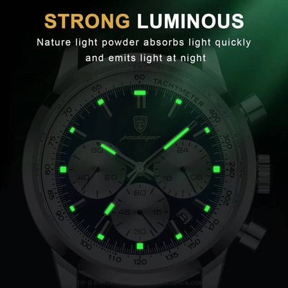 Poedagar Luxury Chronograph 3ATM Luminous Military Sport Leather Wristwatch - Top G Watches