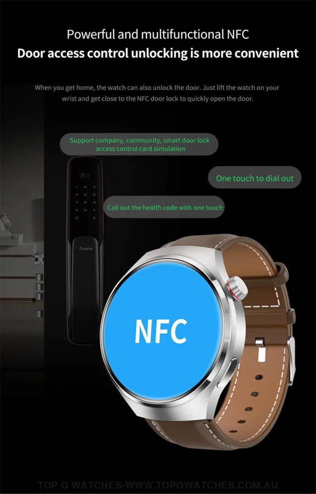 Pro GT4 Health GPS Sports Fitness Tracker Digital Companion - NFC Cardless Glucose Blood Sugar Analysis Bluetooth AMOLED Smartwatch - Top G Watches