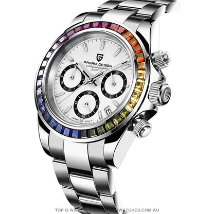 Rainbow Pagani Design Luxury Automatic Date Chronograph Japan Vk63 Sapphire Wristwatch Mens Watches