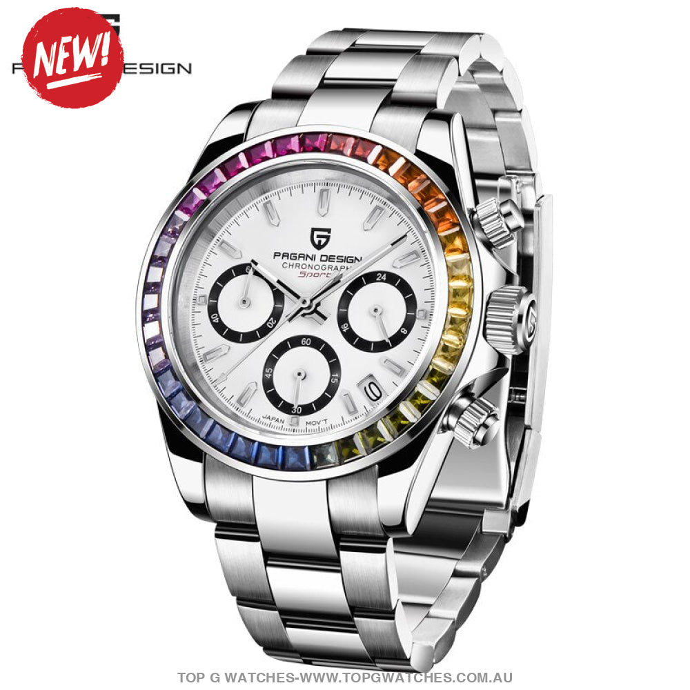 Rainbow Pagani Design Luxury Automatic Date Chronograph Japan Vk63 Sapphire Wristwatch