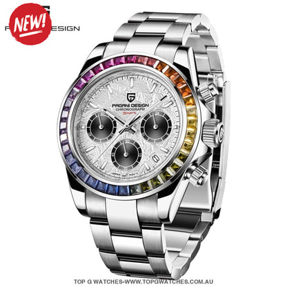 Rainbow PAGANI DESIGN Luxury Automatic Date Chronograph Japan VK63 Sapphire Wristwatch - Top G Watches