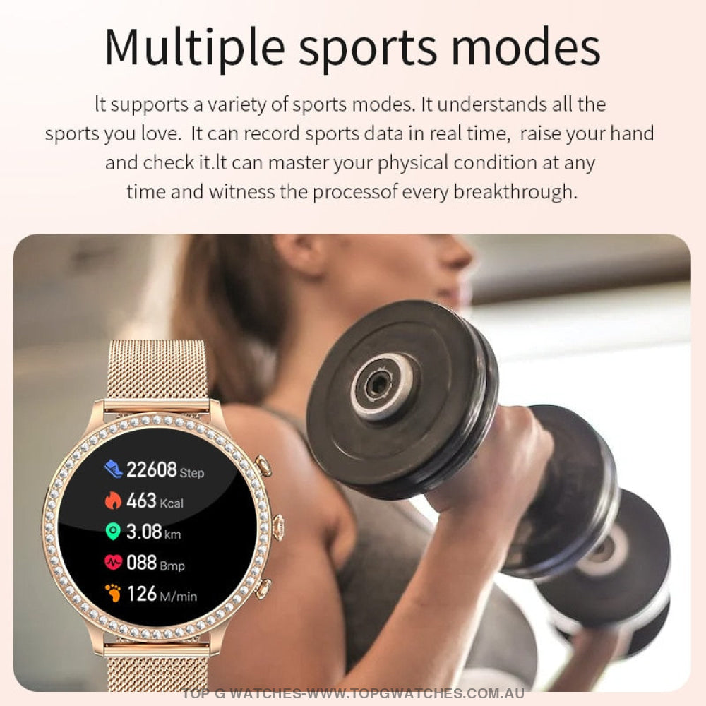 New Gold Diamond LIGE Full LED HD Bluetooth Call Custom Dial Sports Fashion Health Bracelet Waterproof Ladie's Smartwatch - Top G Watches