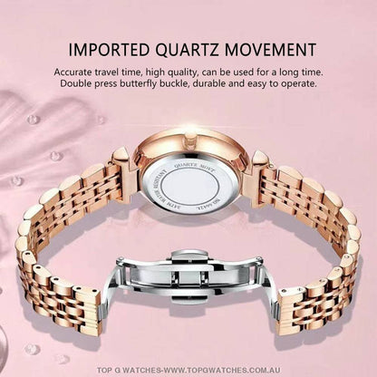 RoseGold Poedagar Amethyst Emerald Elegant Waterproof Diamond Ladies' Quartz Wristwatch - Top G Watches