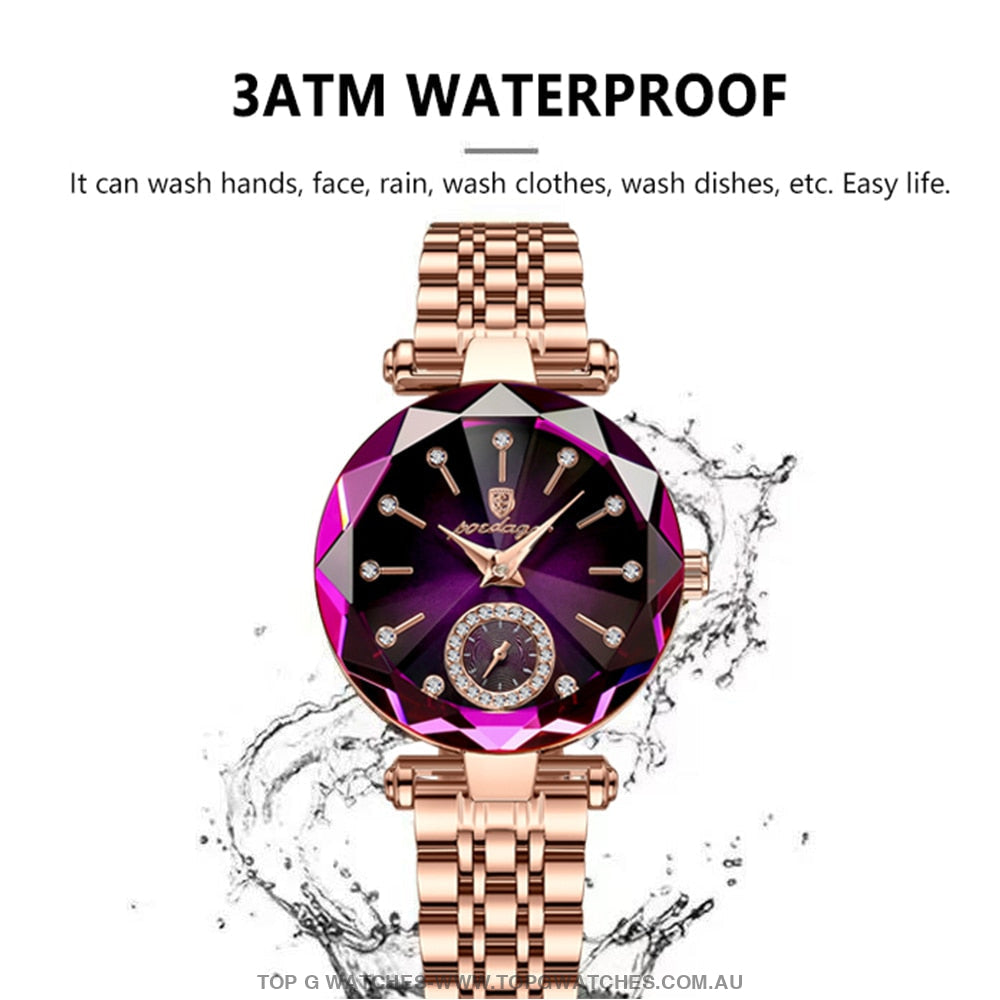 Gold Luxury Elegant Waterproof Diamond Ladie's Quartz Wristwatch - Top G Watches