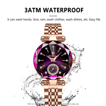 Gold Luxury Elegant Waterproof Diamond Ladie's Quartz Wristwatch - Top G Watches