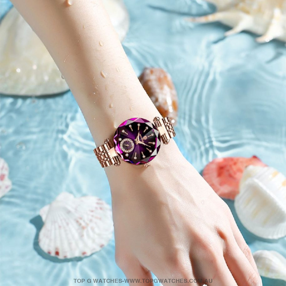 Gold Luxury Elegant Waterproof Diamond Ladie's Quartz Wristwatch - Top G Watches