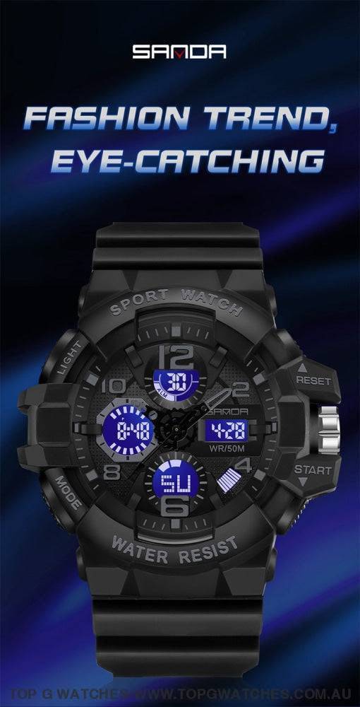 Sports Sanda G-Style Shock Military Waterproof Electronic Wristwatch - Top G Watches