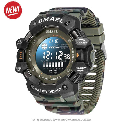 Military Digital SMAEL LED 50m Waterproof LED Stopwatch 8050 Sports Wristwatch - Top G Watches