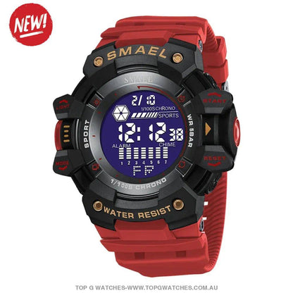 Military Digital SMAEL LED 50m Waterproof LED Stopwatch 8050 Sports Wristwatch - Top G Watches