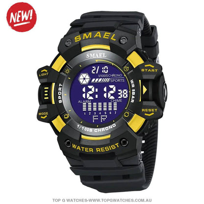 Military Digital SMAEL LED 50m Waterproof LED Stopwatch 8050 Sports Wristwatch - Top G Watches