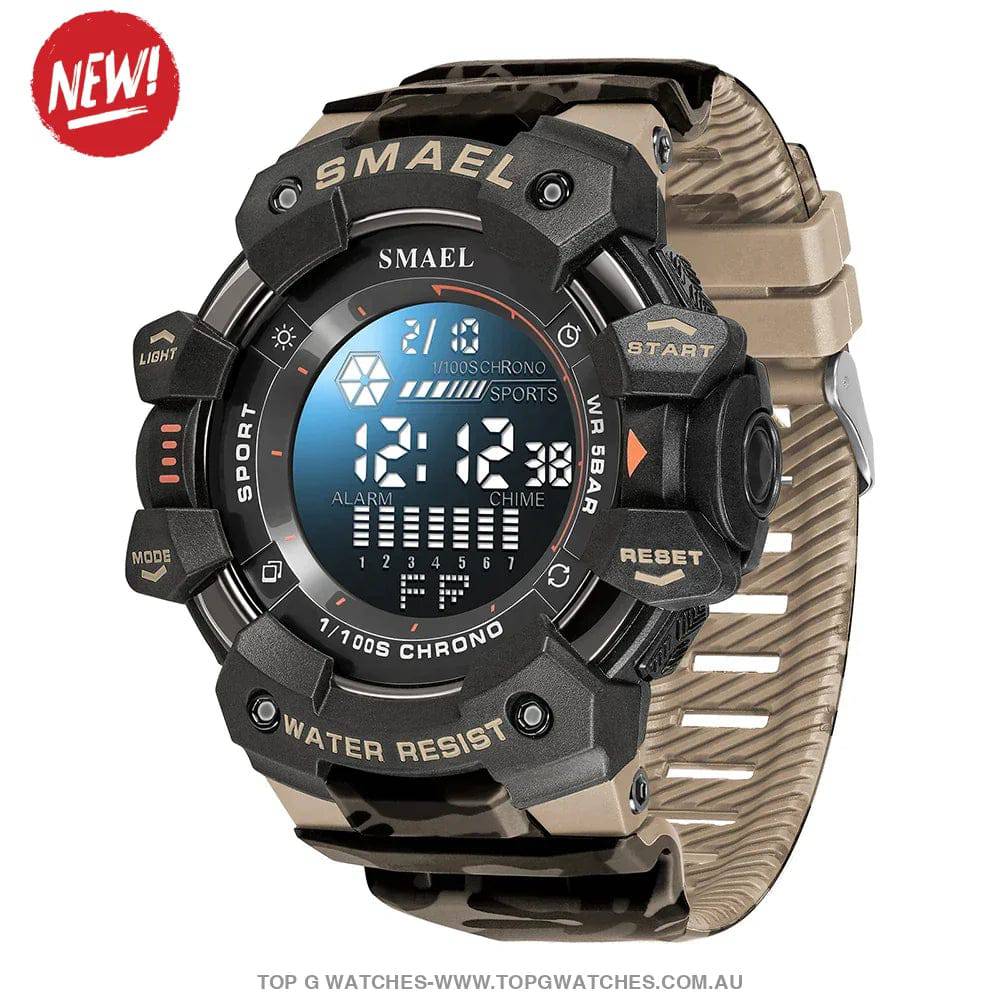 Military Digital SMAEL LED 50m Waterproof LED Stopwatch 8050 Sports Wristwatch - Top G Watches