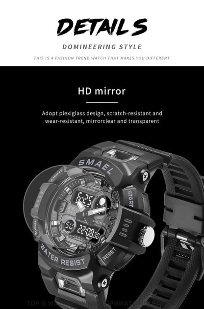 Smart Smael Sports Dual Display Led Digital-Analog Waterproof Watch Mens Watches