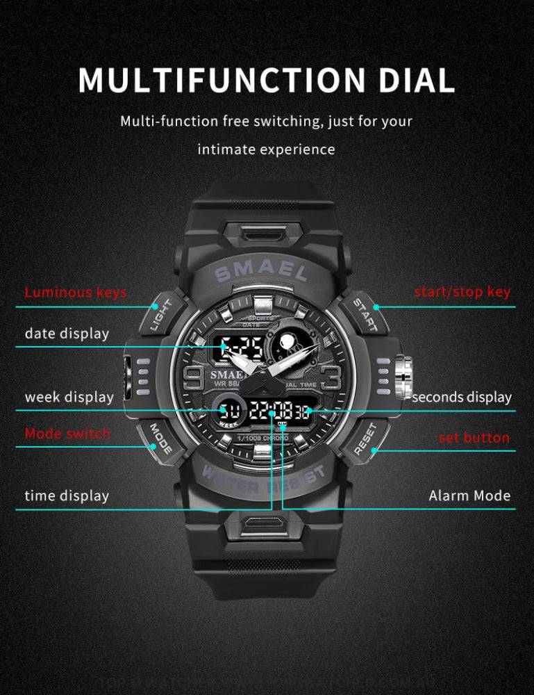 Smart SMAEL Sports Dual Display LED Digital-Analog Waterproof Watch - Top G Watches