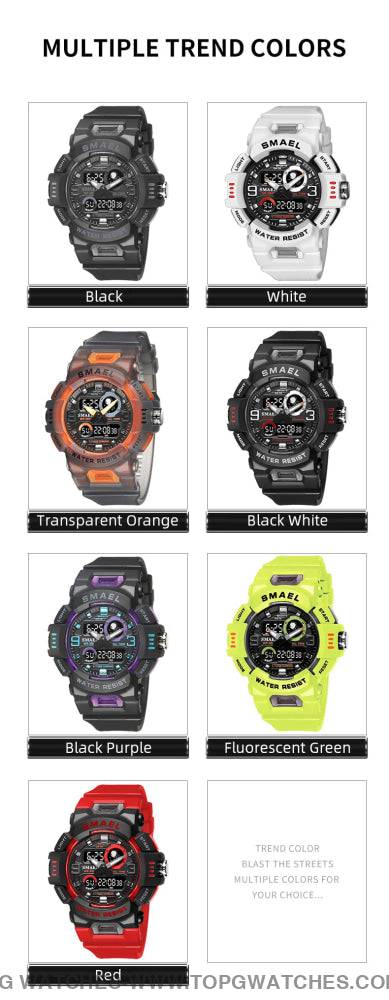 Smart SMAEL Sports Dual Display LED Digital-Analog Waterproof Watch - Top G Watches