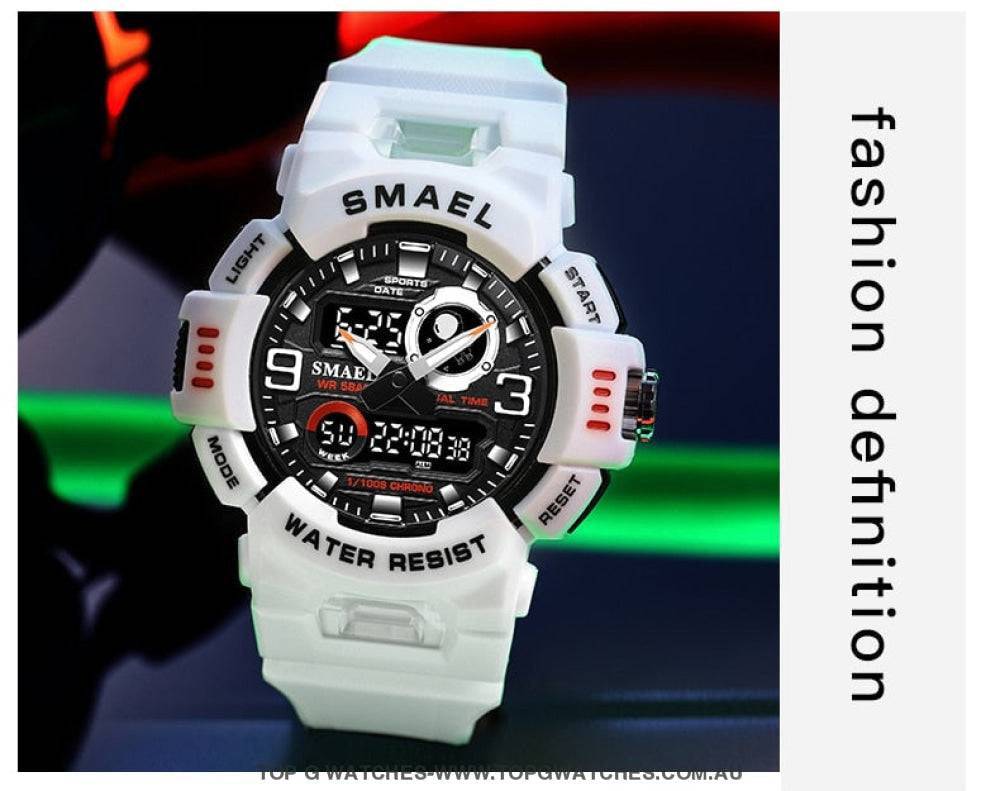 Smart SMAEL Sports Dual Display LED Digital-Analog Waterproof Watch - Top G Watches