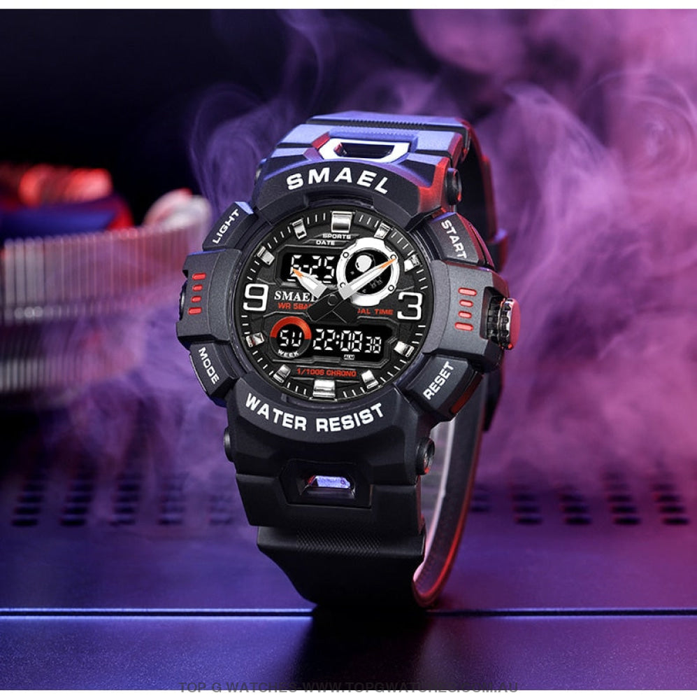 Smart Smael Sports Dual Display Led Digital-Analog Waterproof Watch Mens Watches