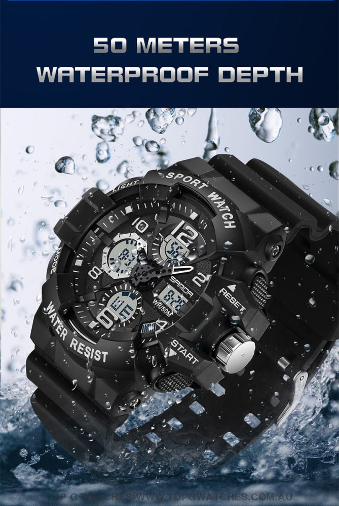 Sanda G-Style Shock Sports Military Waterproof Electronic Wristwatch Mens Watches