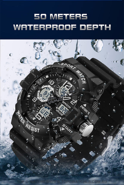 Sanda G-Style Shock Sports Military Waterproof Electronic Wristwatch Mens Watches