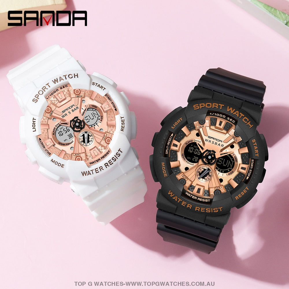 Sporty SANDA Dual Display 50M Waterproof Men & Women's Wrist Watch - Top G Watches