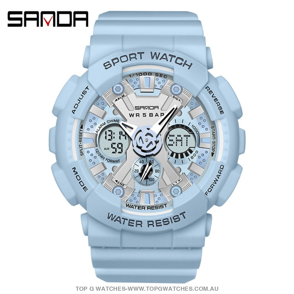 Sporty SANDA Dual Display 50M Waterproof Men & Women's Wrist Watch - Top G Watches