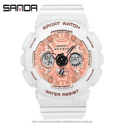 Sporty SANDA Dual Display 50M Waterproof Men & Women's Wrist Watch - Top G Watches