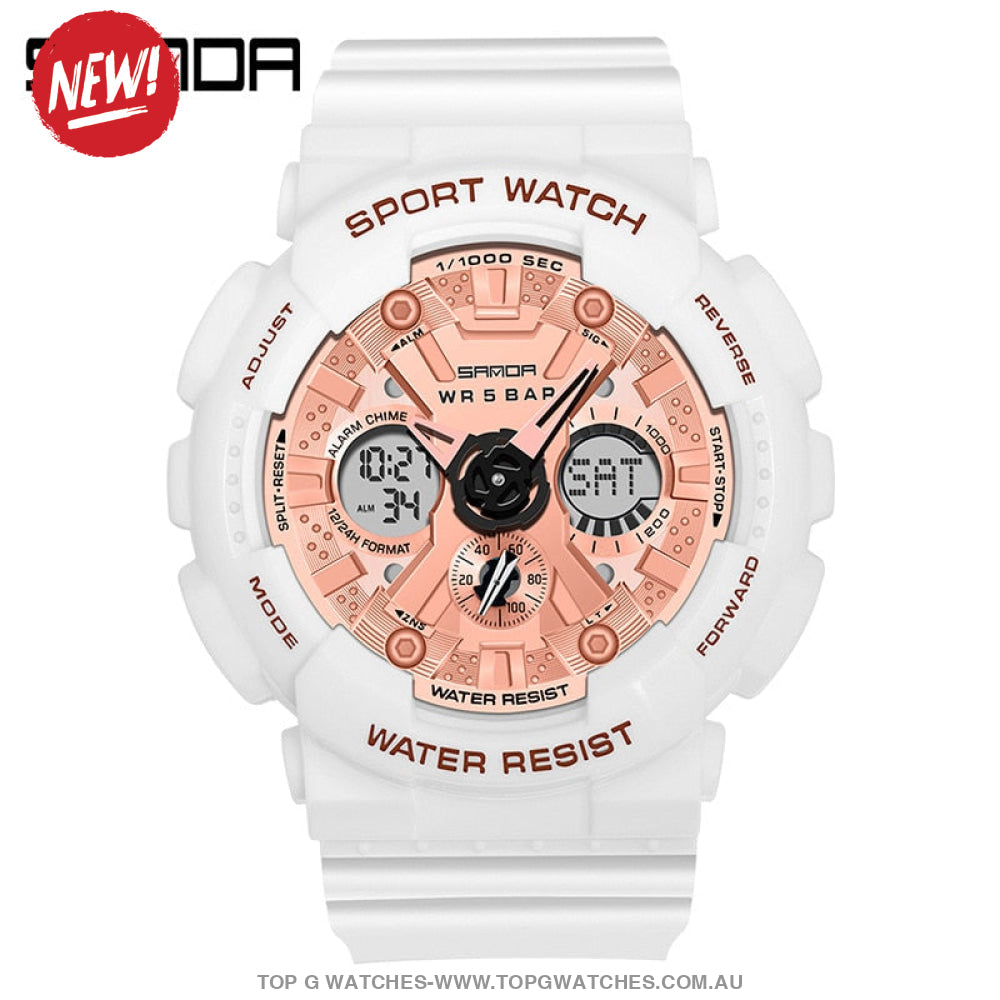 Sporty SANDA Dual Display 50M Waterproof Men & Women's Wrist Watch - Top G Watches