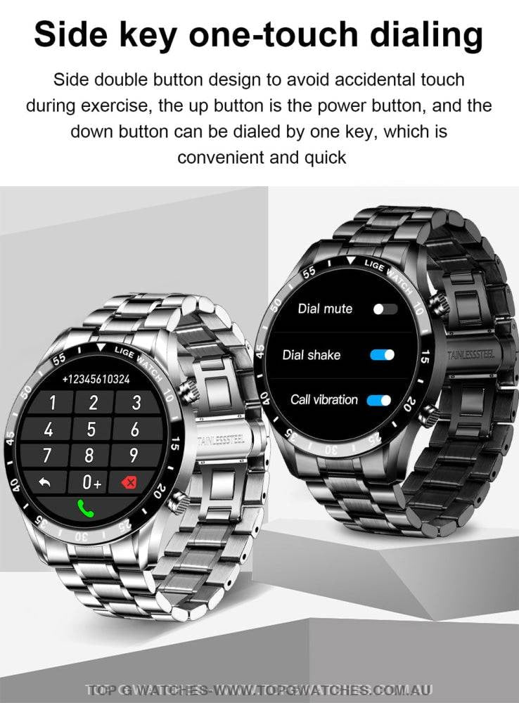 Steel-belt Lige Smart Touch Screen Bluetooth Waterproof Sport Fitness Companion Watch - Top G Watches