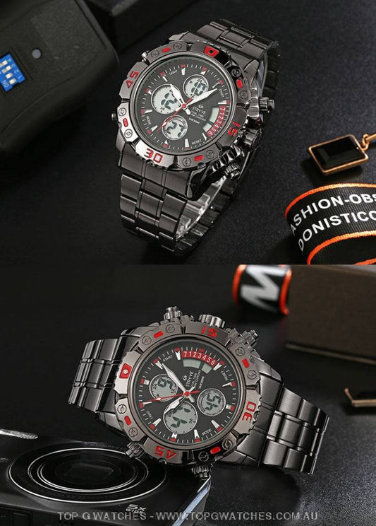 Steel Stryve Luxury Military Quartz Digital Led Waterproof Sports Watch - Top G Watches