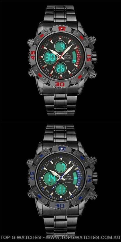 Steel Stryve Luxury Military Quartz Digital Led Waterproof Sports Watch - Top G Watches