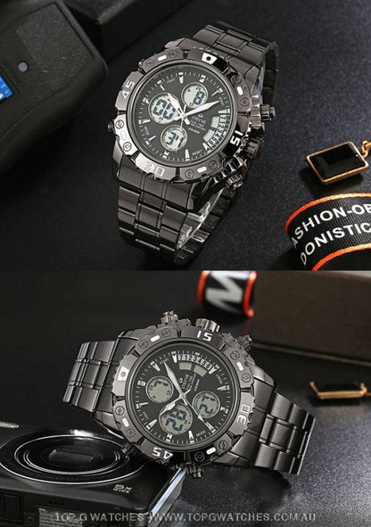 Steel Stryve Luxury Military Quartz Digital Led Waterproof Sports Watch - Top G Watches