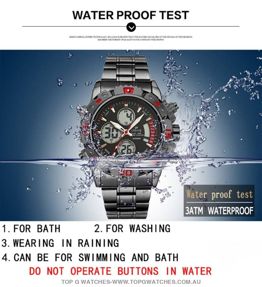 Steel Stryve Luxury Military Quartz Digital Led Waterproof Sports Watch - Top G Watches