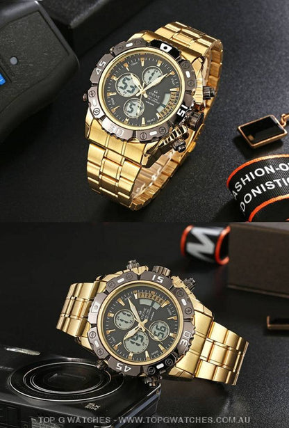 Steel Stryve Luxury Military Quartz Digital Led Waterproof Sports Watch - Top G Watches