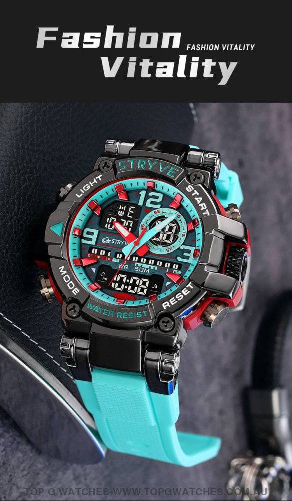 New Sports Model Luxury Stryve Digital-Analog Dual Waterproof Sports Watch - Top G Watches