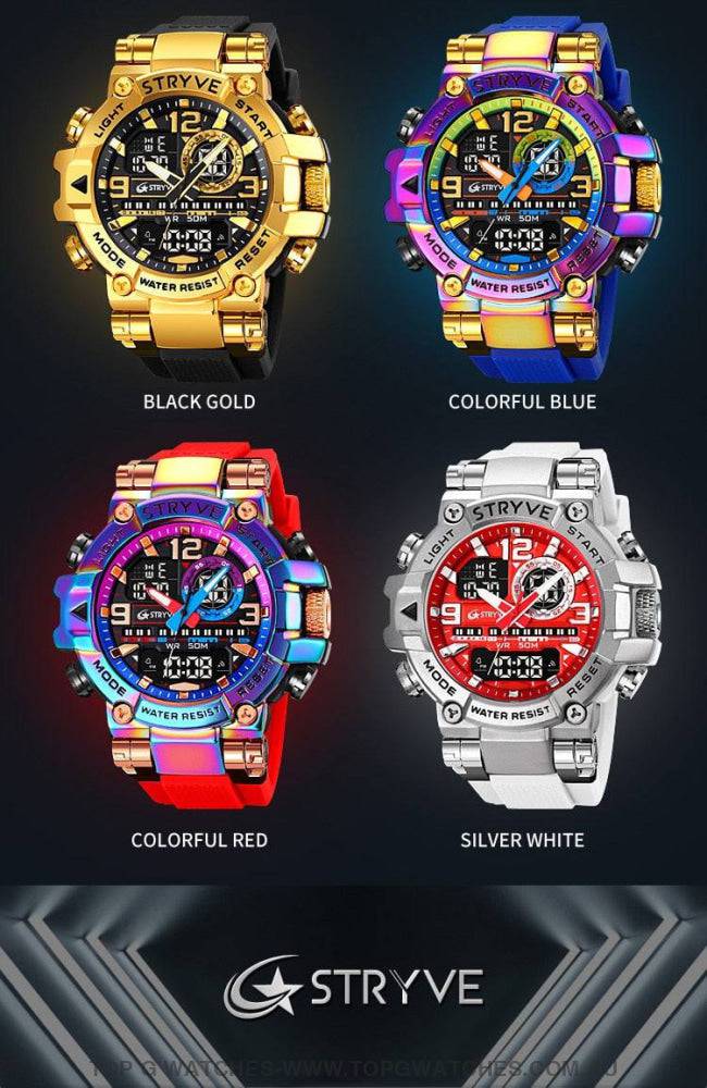 New Sports Model Luxury Stryve Digital-Analog Dual Waterproof Sports Watch - Top G Watches