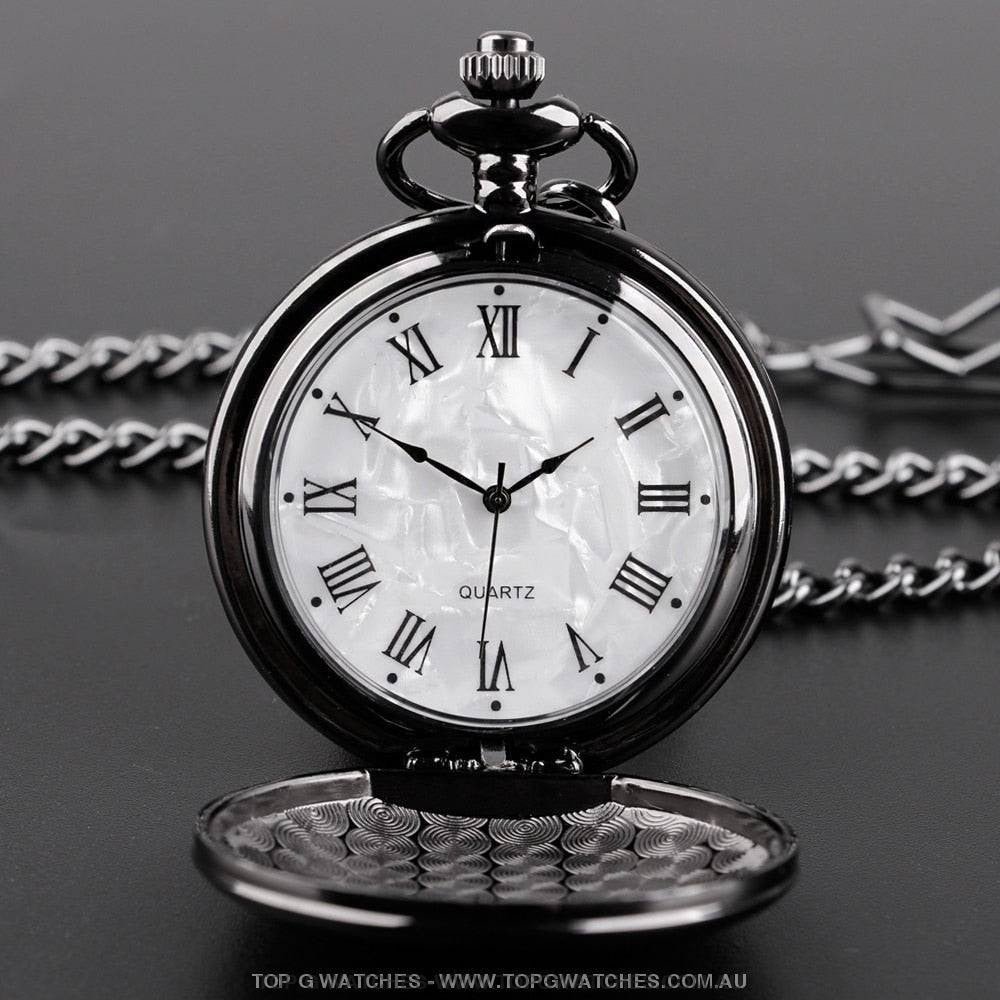 Stylish Gold Trend Fashion Antique Roman Numbers Display Quartz Pocket Chain Watch - Top G Watches