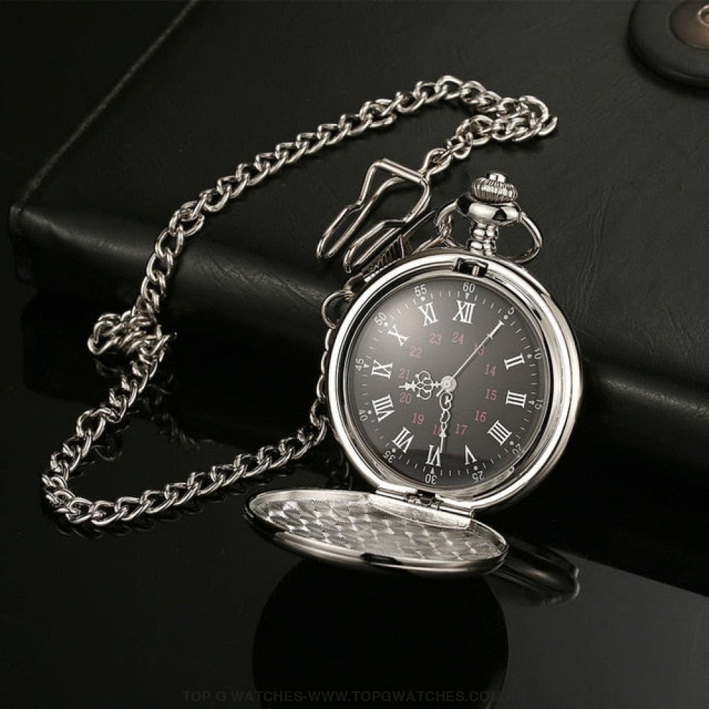 Stylish Gold Trend Fashion Antique Roman Numbers Display Quartz Pocket Chain Watch - Top G Watches