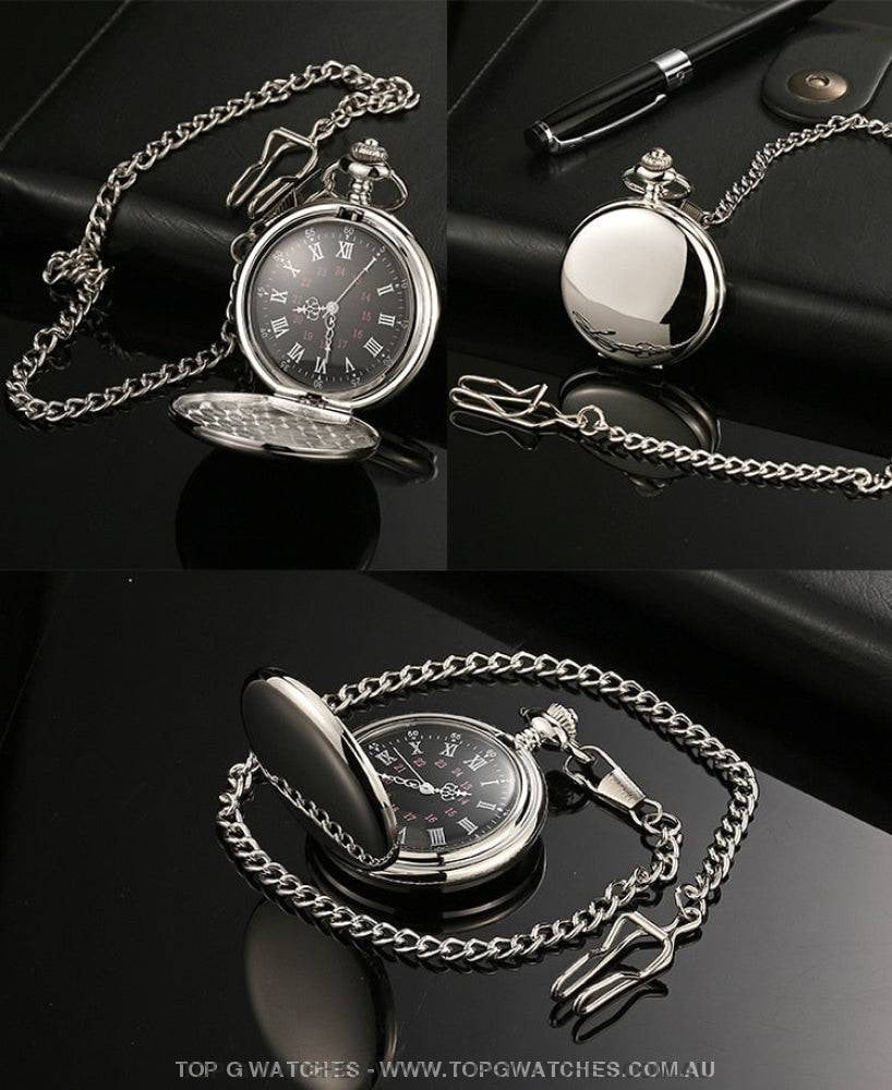 Stylish Gold Trend Fashion Antique Roman Numbers Display Quartz Pocket Chain Watch - Top G Watches