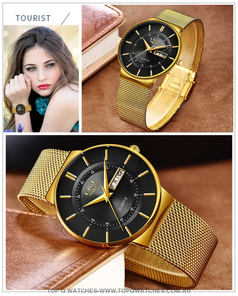 Stylish Elegant Top Brand Beautiful Ultra Thin Bracelet Ladie's Fashion Dress Wrist Watch - Top G Watches