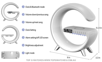 Top G Sun Rise Simulation Alarm Clock Sleep Assist Night Light LED Wireless Charger Bluetooth Speaker Hands Free Call APP - Top G Watches