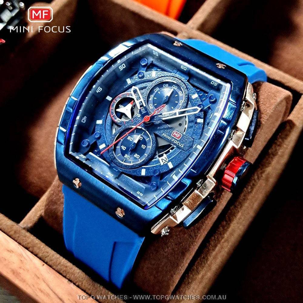 Tonneau Sport Chronograph Mechanical Quartz Fashion Tonneau Dial Wristwatch - Top G Watches