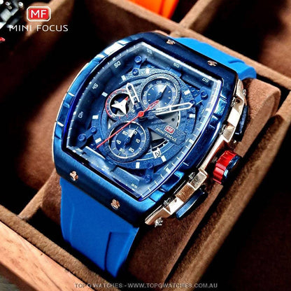 Tonneau Sport Chronograph Mechanical Quartz Fashion Tonneau Dial Wristwatch - Top G Watches