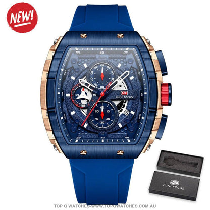 Tonneau Sport Chronograph Mechanical Quartz Fashion Tonneau Dial Wristwatch - Top G Watches