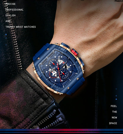 Latest Trend Design MINI FOCUS Sport Chronograph Mechanical Quartz Fashion Tonneau Dial Wristwatch - Top G Watches