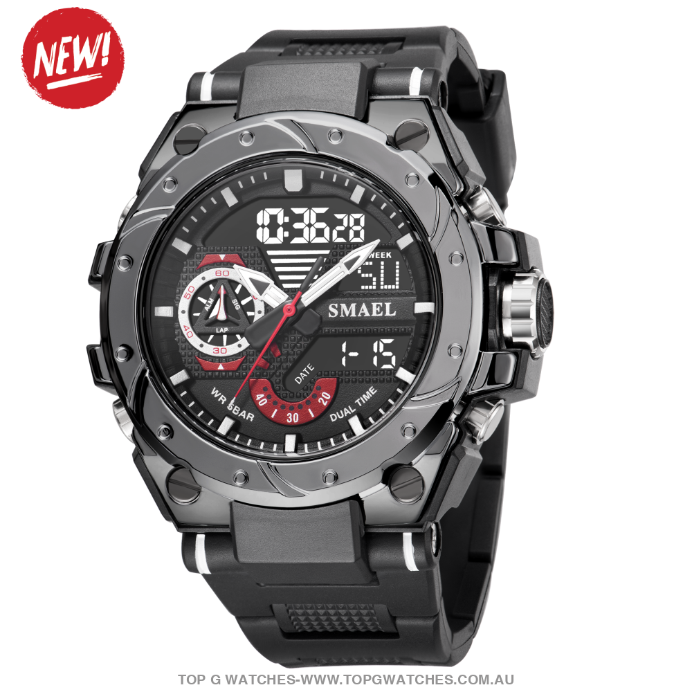 Top Unique Sport SMAEL 50M Waterproof Alarm Dual Digital Quarts 8060 Sport Watch - Top G Watches