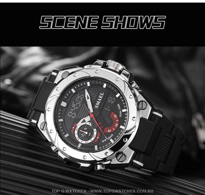 Top G-Sport Smael 50M Waterproof Alarm Dual Digital Quarts 8060 Sport Watch - Top G Watches