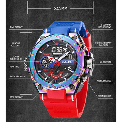 Top Unique Sport SMAEL 50M Waterproof Alarm Dual Digital Quarts 8060 Sport Watch - Top G Watches