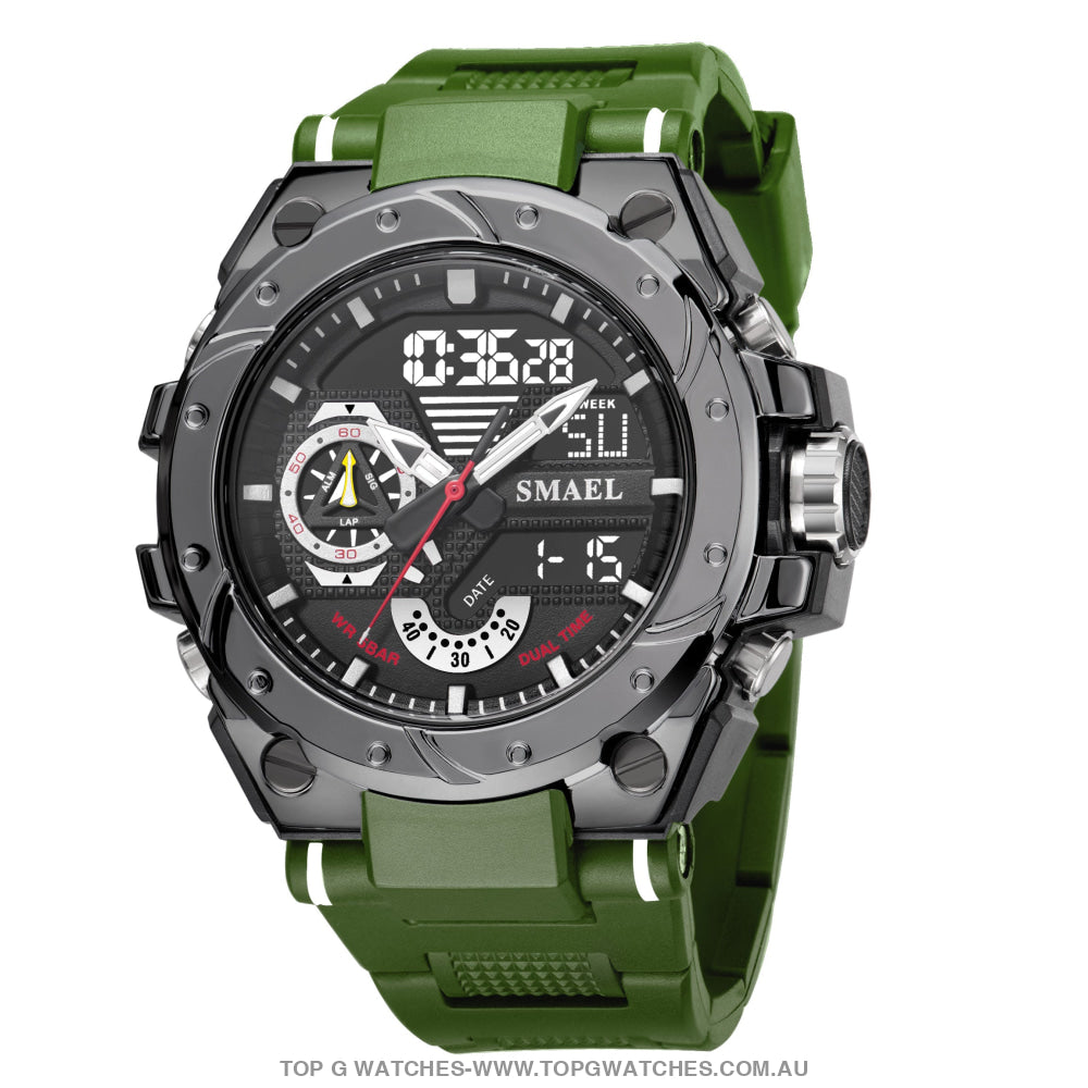 Top Unique Sport SMAEL 50M Waterproof Alarm Dual Digital Quarts 8060 Sport Watch - Top G Watches