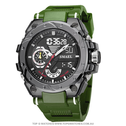 Top Unique Sport SMAEL 50M Waterproof Alarm Dual Digital Quarts 8060 Sport Watch - Top G Watches