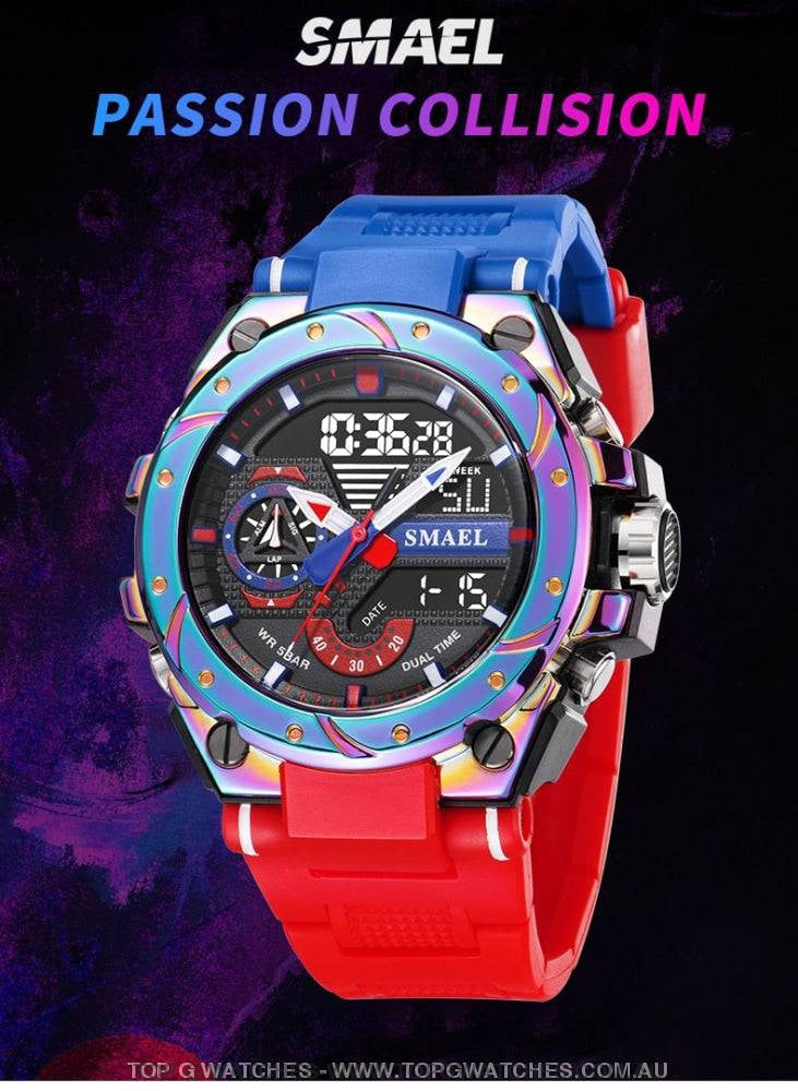 Top G-Sport Smael 50M Waterproof Alarm Dual Digital Quarts 8060 Sport Watch - Top G Watches