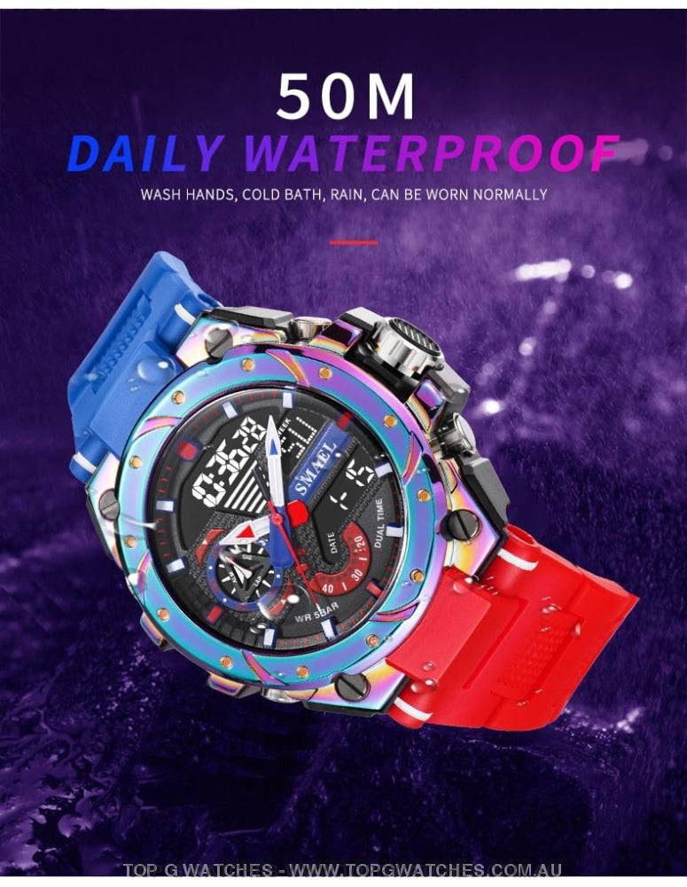 Top G-Sport Smael 50M Waterproof Alarm Dual Digital Quarts 8060 Sport Watch - Top G Watches